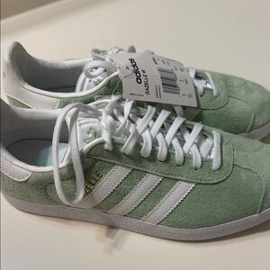 Adidas Gazelle Mint Green and White Sneakers